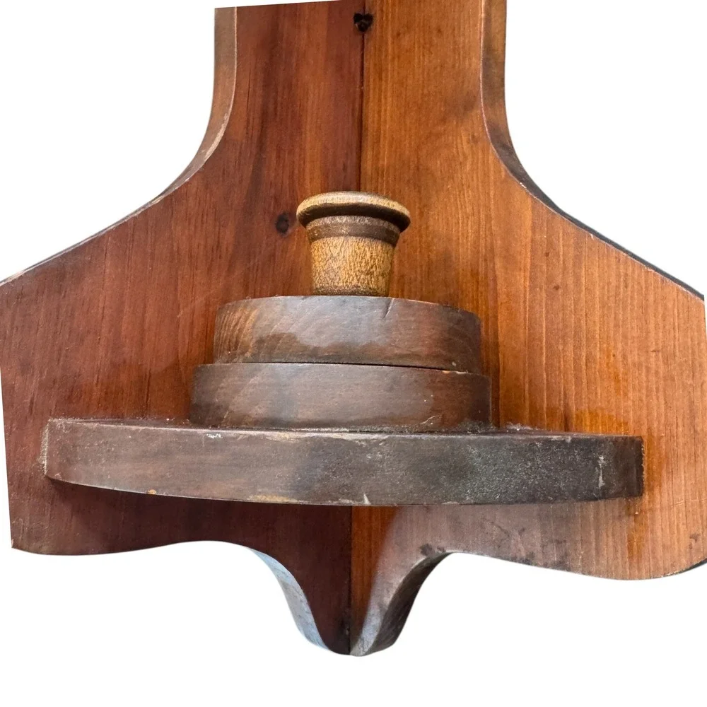Handcrafted Dark Wood Wall Mounted Bracket Corner Sconce Decorative Vintage
